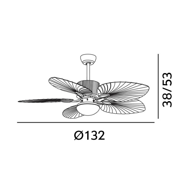 Ventilador Dc 26w Colla Negro 5 Aspas Marron 132cm 6 Velocidades 2950lm Remoto Temporizador Memoria 25