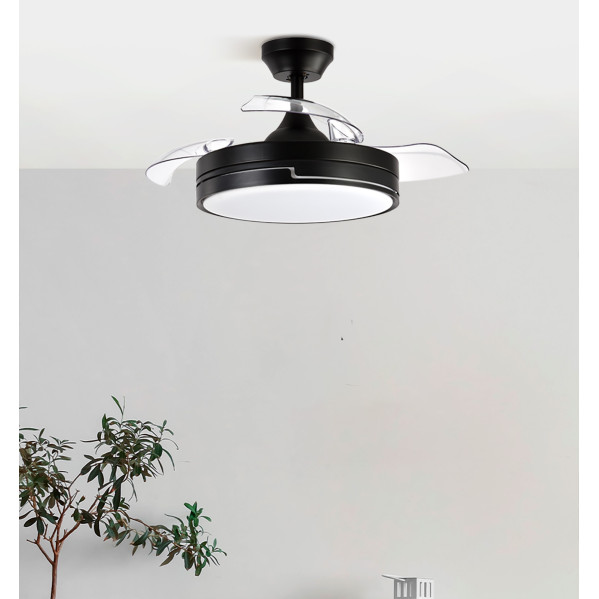 Ventilador Dc 72w Olimpia Negro/madera 3aspas 107d 6vel. 7200lm 3000-4500-6000k Remoto,memoria,temporizador 24