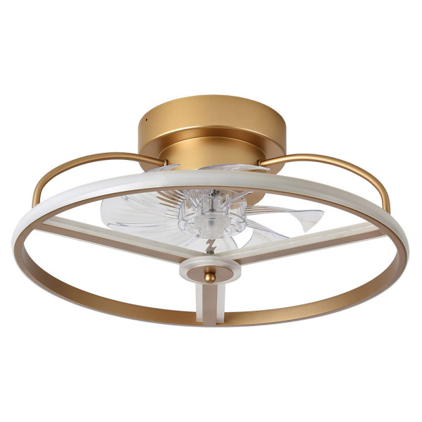 Ventilador Dc Anuska 60w Blanco/oro-oro 70d 8 Aspas 6 Veloc. 5100lm 3 Colores Remoto,memoria,Reg.Intensidad,temporizador