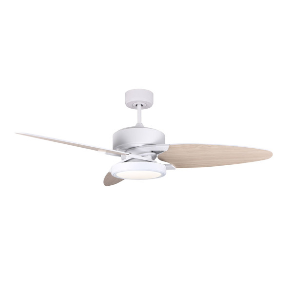 Ventilador Dc Cross 30w Blanco 3 Aspas Blanco/haya 6vel. 3 Colores 3250lm132d Remoto, Memoria Y Temporizador
