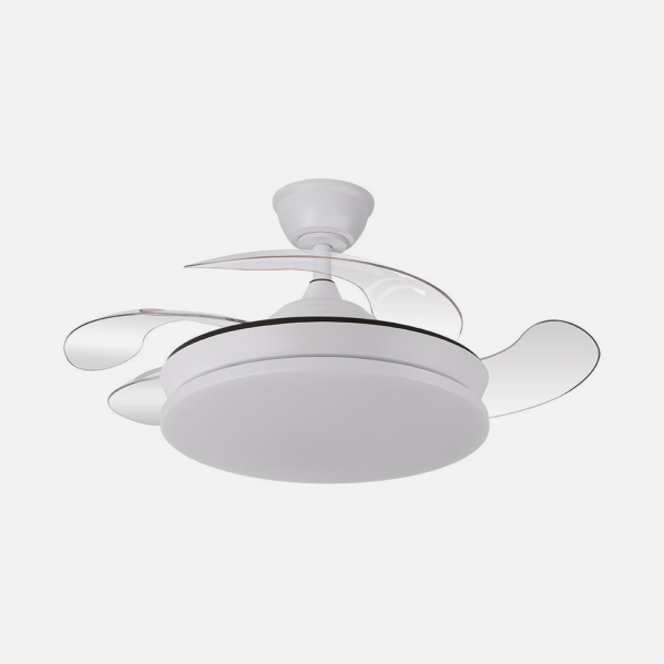 Ventilador Dc Tridente Mini 59w Blanco 4aspas Desp. 91d 6980lm Reg.intensidad Remoto+temporizador+memoria 3000-4000-6000k
