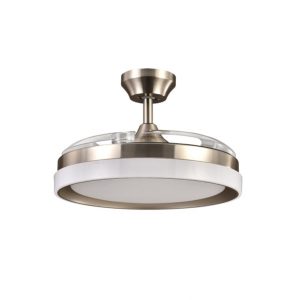 Ventilador Dc Zenit Niquel 72w 3aspas despegables 107d 7200lm 6vel 3000k,4500k,6000k, Remoto+temporizador+memoria